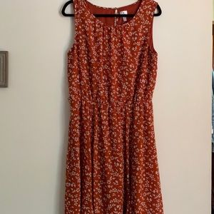 Red floral handkerchief hem dress